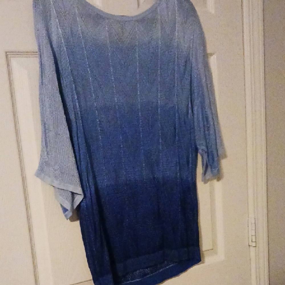 White House Black Market Light Blue Knit Top Size Large